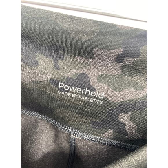 Fabletics Original Powerhold Leggings Pockets Mesh Sides Green Camo Size XL - Picture 3 of 9